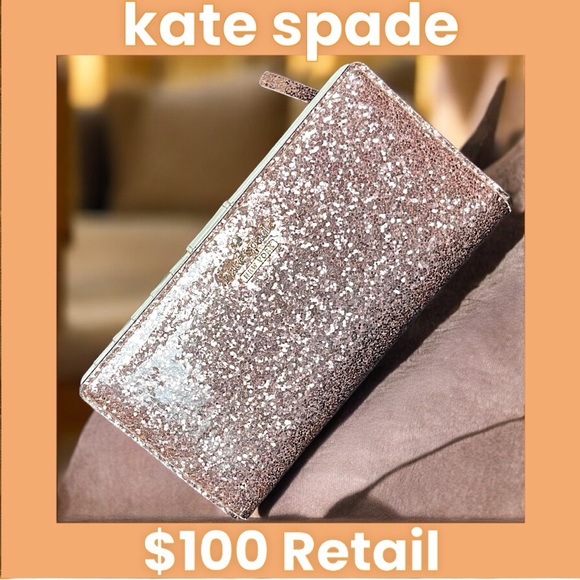 kate spade Handbags - ♠️kate spade pink Glitter Wallet. EUC.